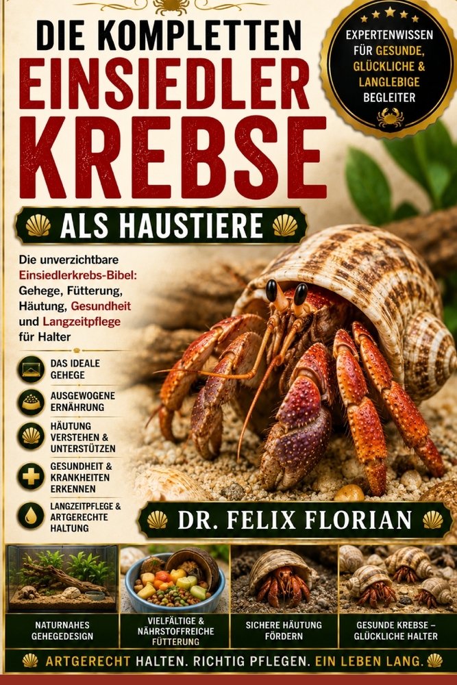 Die Kompletten Einsiedlerkrebse ALS Haustiere: Die unverzichtbare Einsiedlerkrebs-Bibel: Gehege, Fütterung, Häutung, Gesundheit und Langzeitpflege für cover