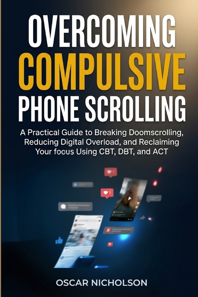 Overcoming Compulsive Phone Scrolling: A Practical Guide to Breaking Doomscrolling, Reducing Digital Overload, and Reclaiming Your Focus Using CBT, DB cover