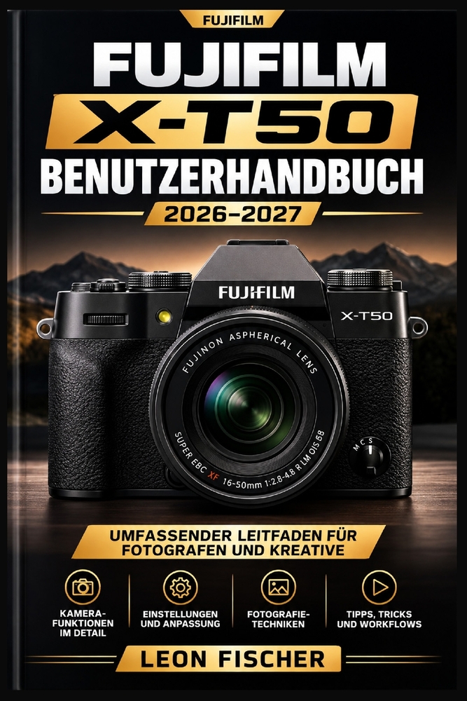 Fujifilm X-T50 Benutzerhandbuch 2026-2027: Kameraeinstellungen, Filmsimulationen und Fototechniken für Einsteiger und Fortgeschrittene cover