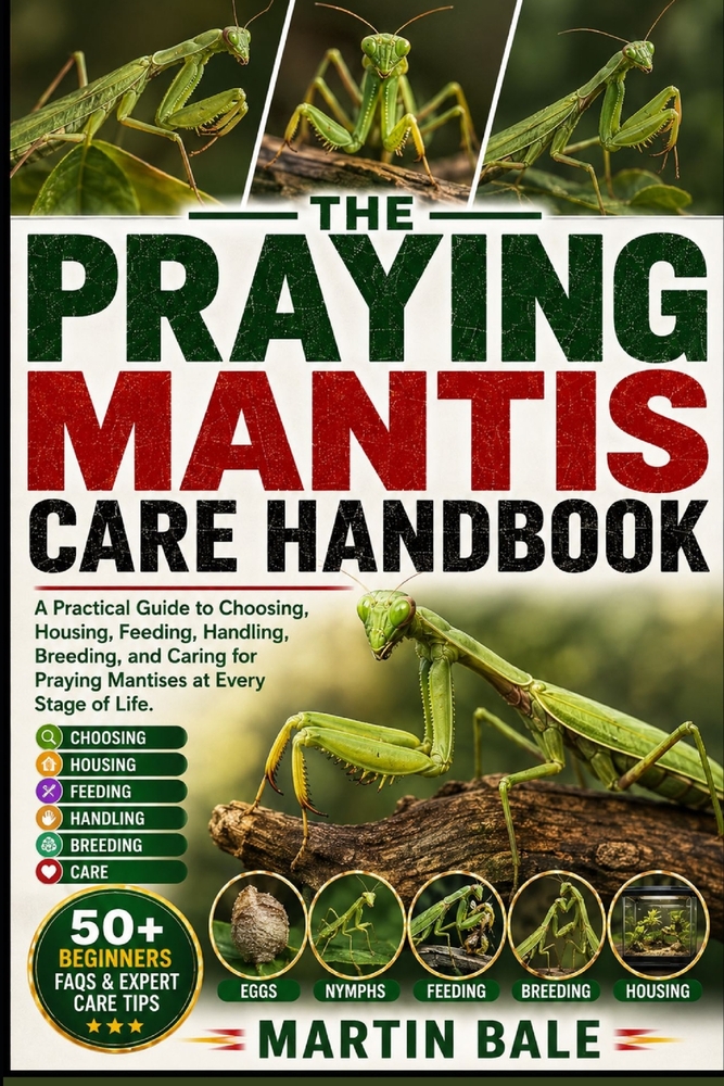 Praying Mantis Care Handbook: A Practical Guide to Choosing, Housing, Feeding, Handling, Breeding, and Caring for Praying Mantises at Every Stage of L cover