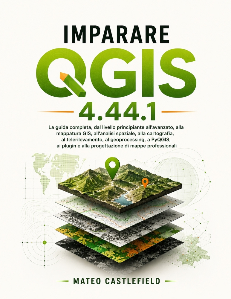 Imparare Qgis 4.44.1: La guida completa, dal livello principiante all'avanzato, alla mappatura GIS, all'analisi spaziale, alla cartografia, al teleril cover