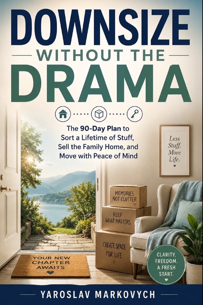 Downsize Without the Drama: The 90-Day Plan to Sort a Lifetime of Stuff, Sell the Family Home, and Move with Peace of Mind cover