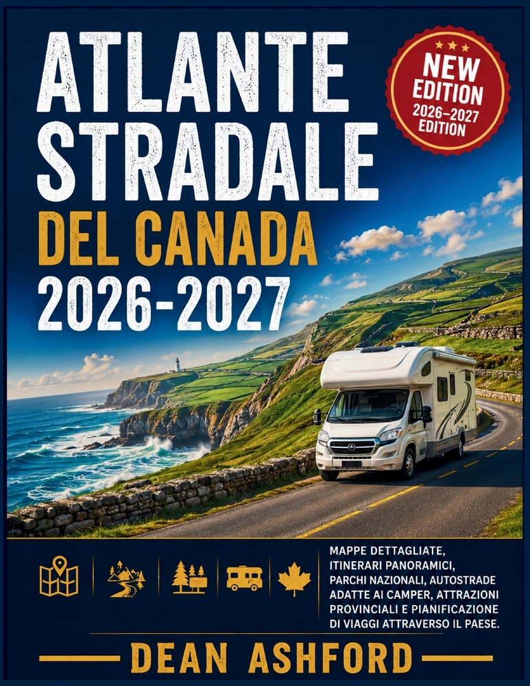 Atlante stradale del Canada 2026-2027: Mappe dettagliate, itinerari panoramici, parchi nazionali, autostrade adatte ai camper, attrazioni provinciali cover