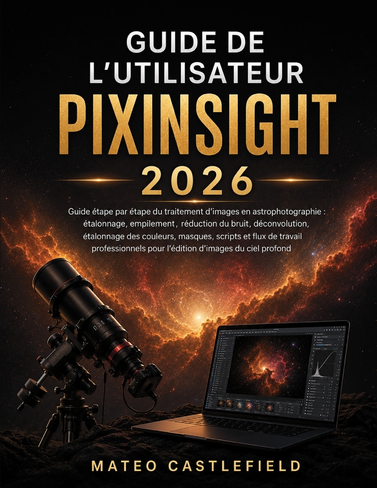 Guide de l'Utilisateur Pixinsight 2026: Guide étape par étape du traitement d'images en astrophotographie: étalonnage, empilement, réduction du bruit, cover