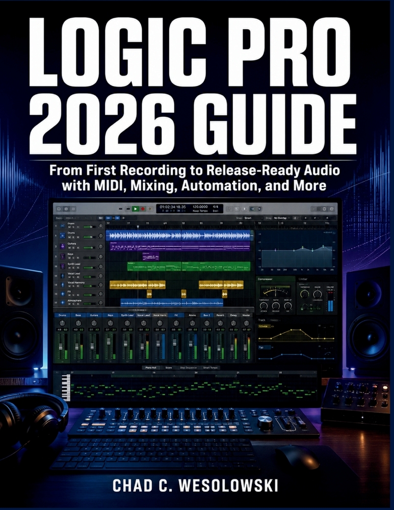 Logic Pro 2026 Guide: From First Recording to Release-Ready Audio with MIDI, Mixing, Automation, and More cover