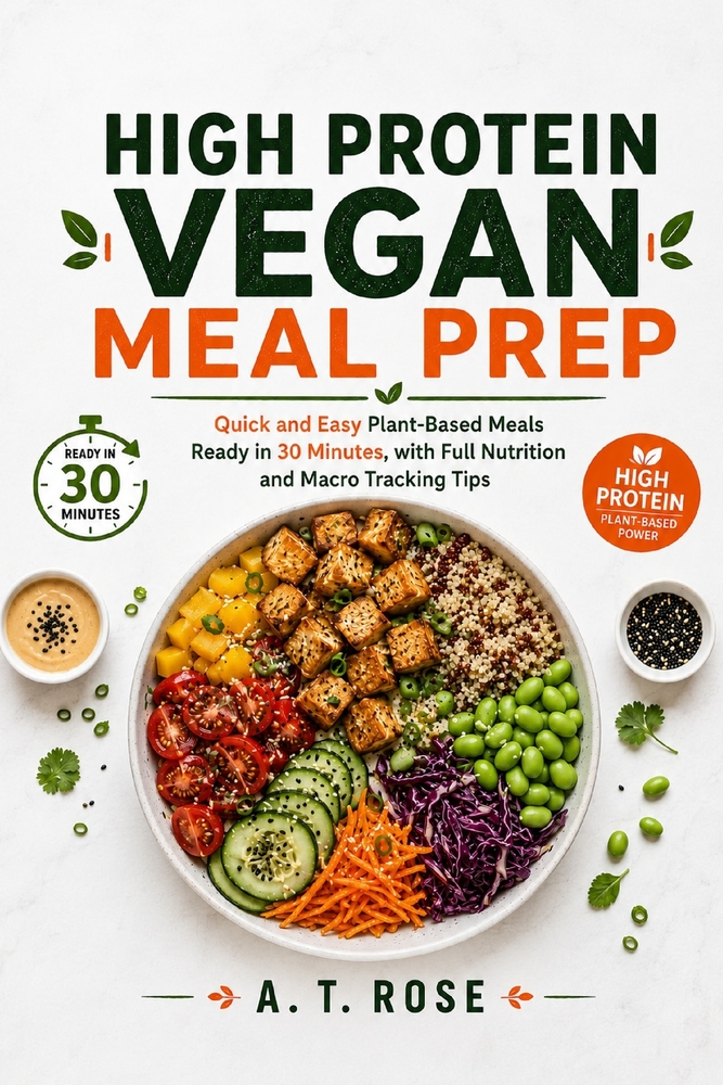 High-Protein Vegan Meal Prep: Quick and Easy Plant-Based Meals Ready in 30 Minutes with Full Nutrition and Macro-Tracking Tips cover