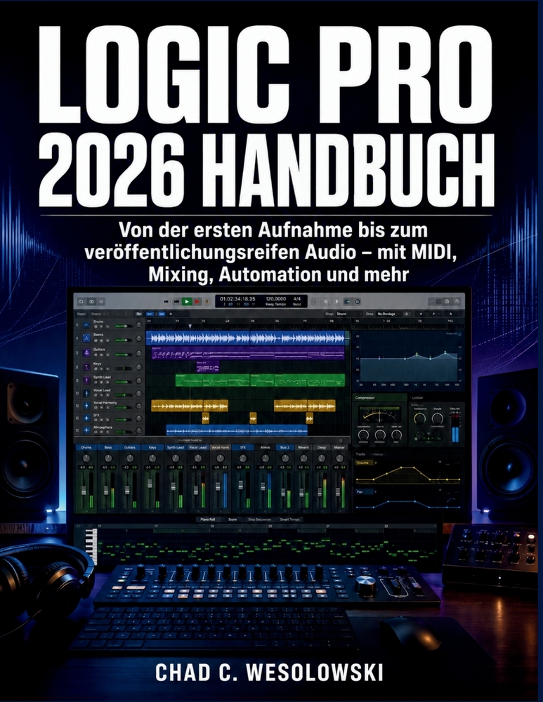 Logic Pro 2026 Handbuch: Von der ersten Aufnahme bis zum veröffentlichungsreifen Audio - mit MIDI, Mixing, Automation und mehr cover