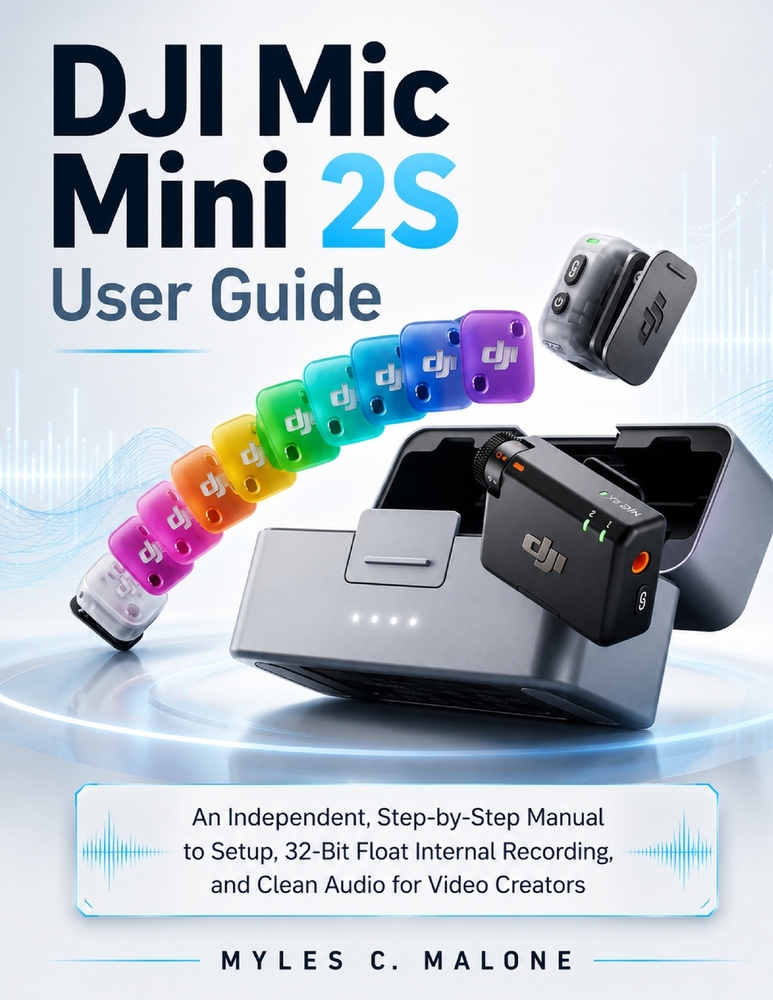 DJI Mic Mini 2S User Guide: An Independent, Step-by-Step Manual to Setup, 32-Bit Float Internal Recording, and Clean Audio for Video Creators cover