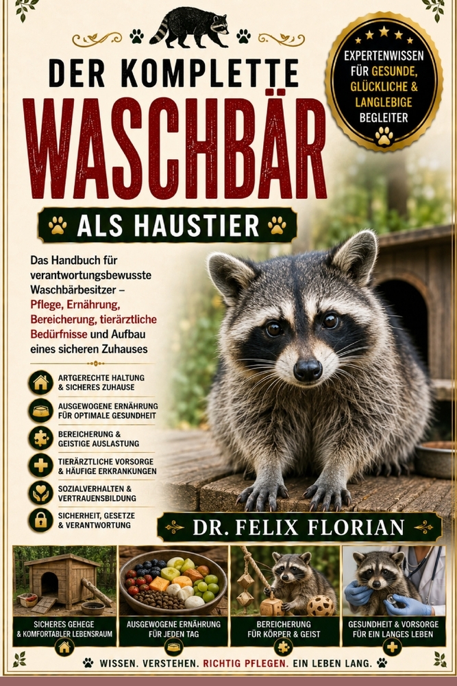 Der Komplette Waschbär ALS Haustier: Das Handbuch für verantwortungsbewusste Waschbärbesitzer - Pflege, Ernährung, Bereicherung, tierärztliche Bedürfn cover
