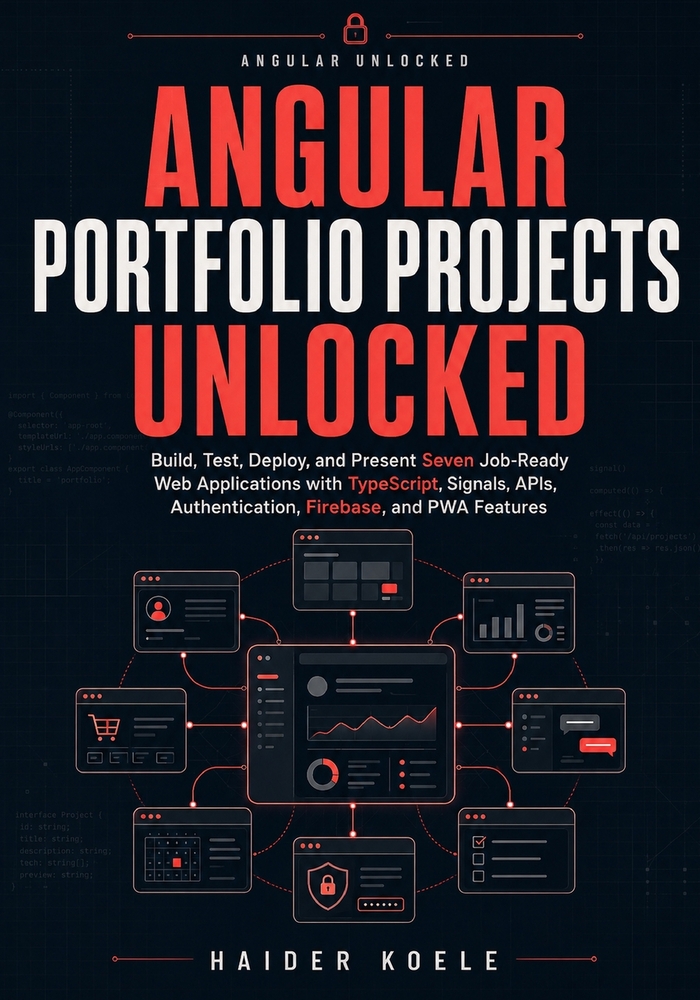 Angular Portfolio Projects Unlocked: Build, Test, Deploy, and Present Seven Job-Ready Web Applications with TypeScript, Signals, APIs, Authentication, cover