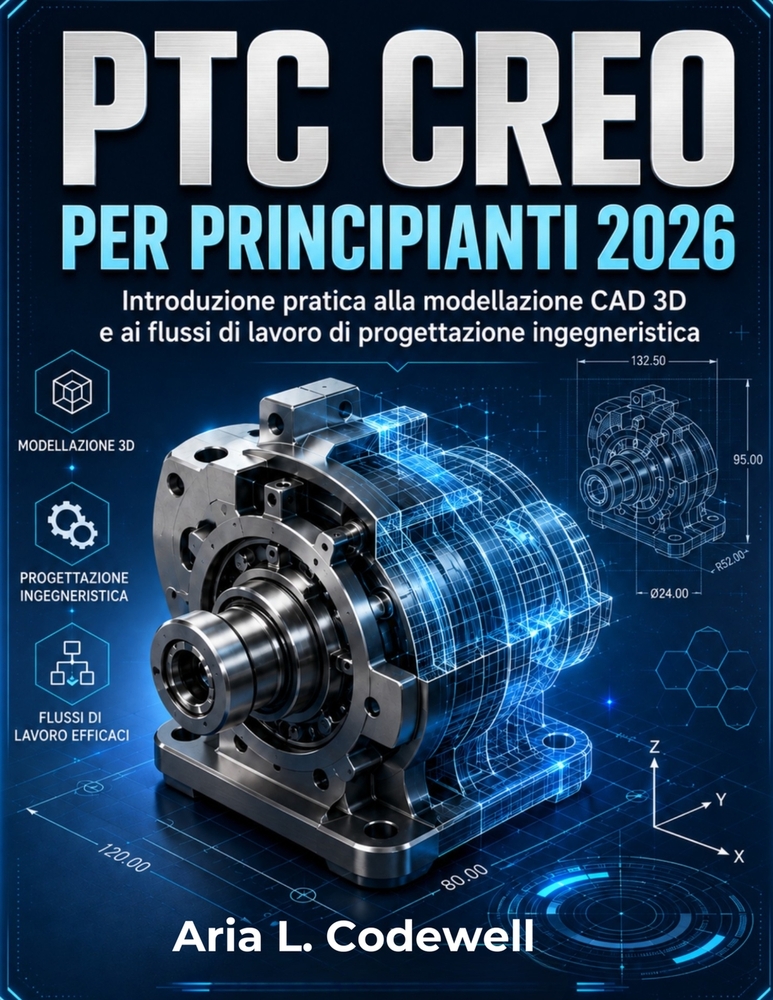 PTC Creo Per Principianti 2026: Introduzione pratica alla modellazione CAD 3D e ai flussi di lavoro di progettazione ingegneristica cover