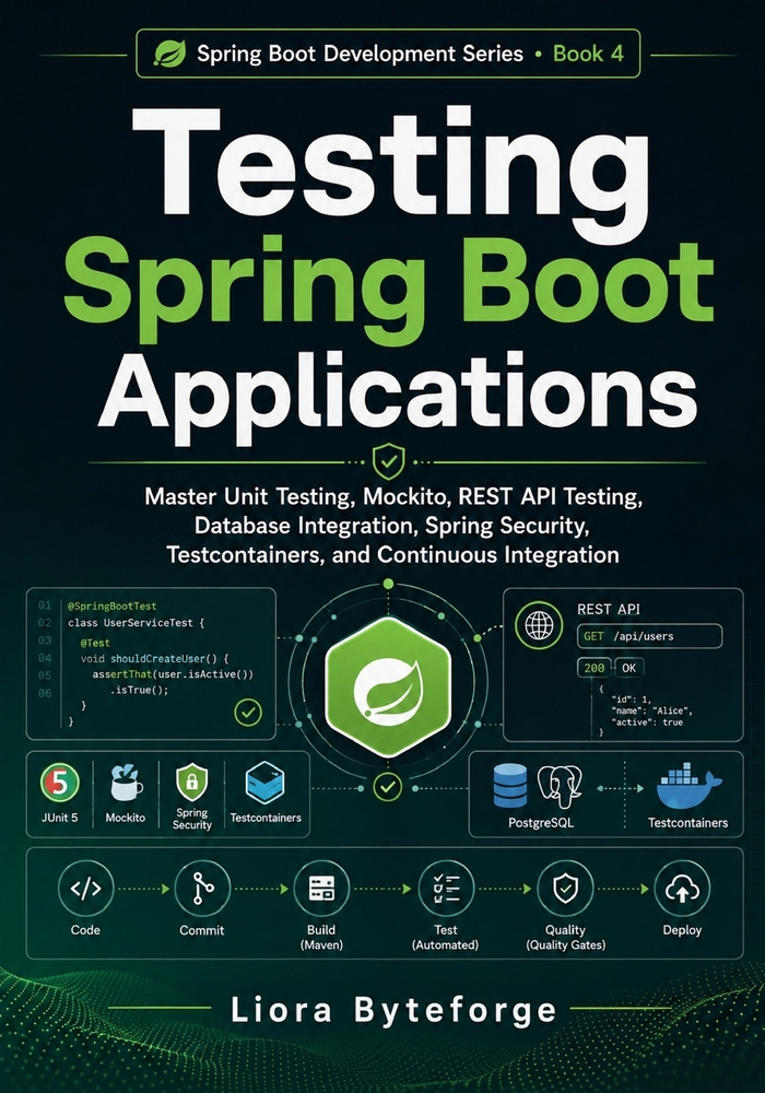 Testing Spring Boot Applications: Master Unit Testing, Mockito, REST API Testing, Database Integration, Spring Security, Testcontainers, and Continuou cover