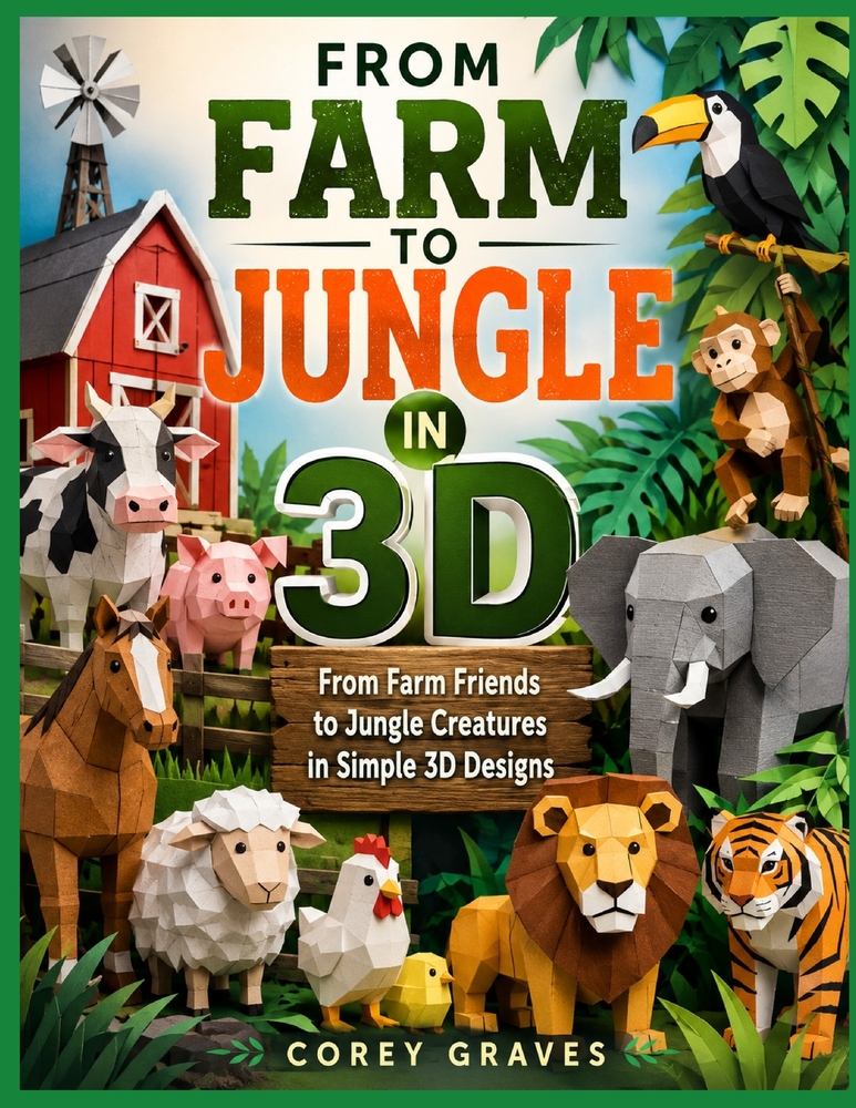From Farm to Jungle in 3D: From Farm Friends to Jungle Creatures in Simple 3D Designs cover