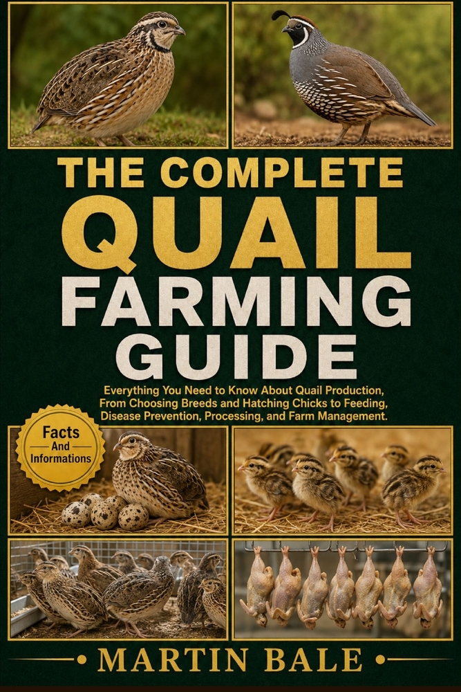 The Complete Quail Farming Guide: Everything You Need to Know About Quail Production, From Choosing Breeds and Hatching Chicks to Feeding, Disease Pre cover