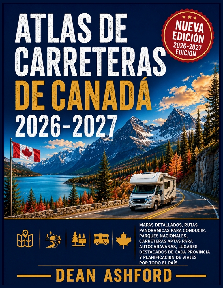 Atlas de carreteras de Canadá 2026-2027: Mapas detallados, rutas panorámicas para conducir, parques nacionales, carreteras aptas para autocaravanas, l cover