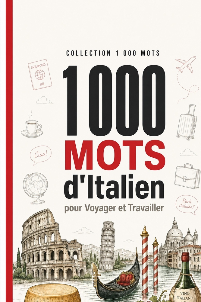 1 000 Mots d'Italien pour Voyager et Travailler: Le vocabulaire essentiel de l'italien avec prononciation et phrases d'exemple - pour voyageurs et pro cover