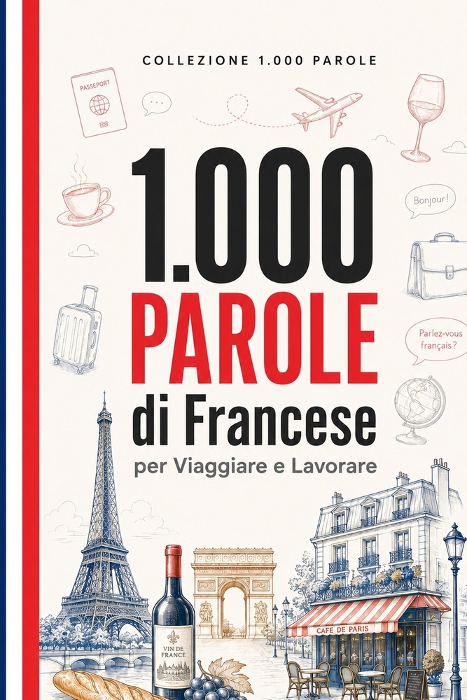 1.000 Parole di Francese per Viaggiare e Lavorare: Il vocabolario essenziale di francese con pronuncia e frasi di esempio - per viaggiatori e professi cover