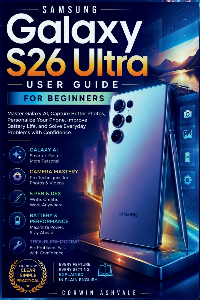 Samsung Galaxy S26 Ultra User Guide for Beginners: Master Galaxy AI, Capture Better Photos, Personalize Your Phone, Improve Battery Life, and Solve Ev cover
