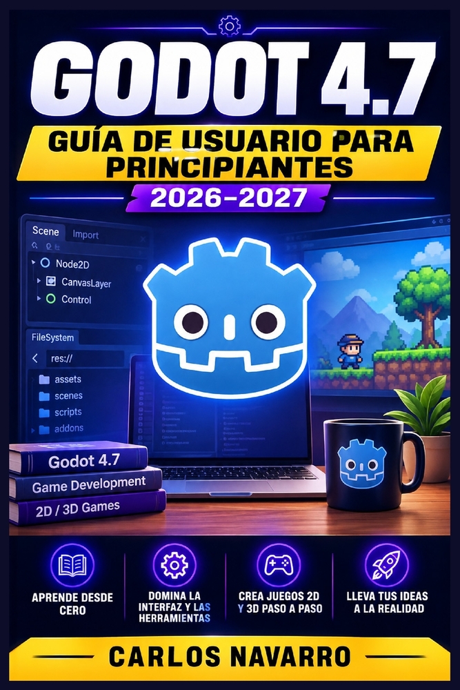 Godot 4.7 Guía de Usuario para Principiantes 2026-2027: Aprende a Crear Videojuegos desde Cero: GDScript, Animaciones, Física, Escenas y Exportación c cover