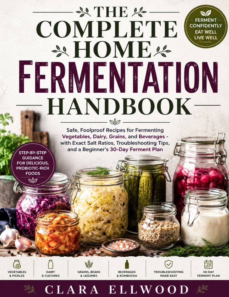 The Complete Home Fermentation Handbook: Safe, Foolproof Recipes for Fermenting Vegetables, Dairy, Grains, and Beverages - with Exact Salt Ratios, Tro cover