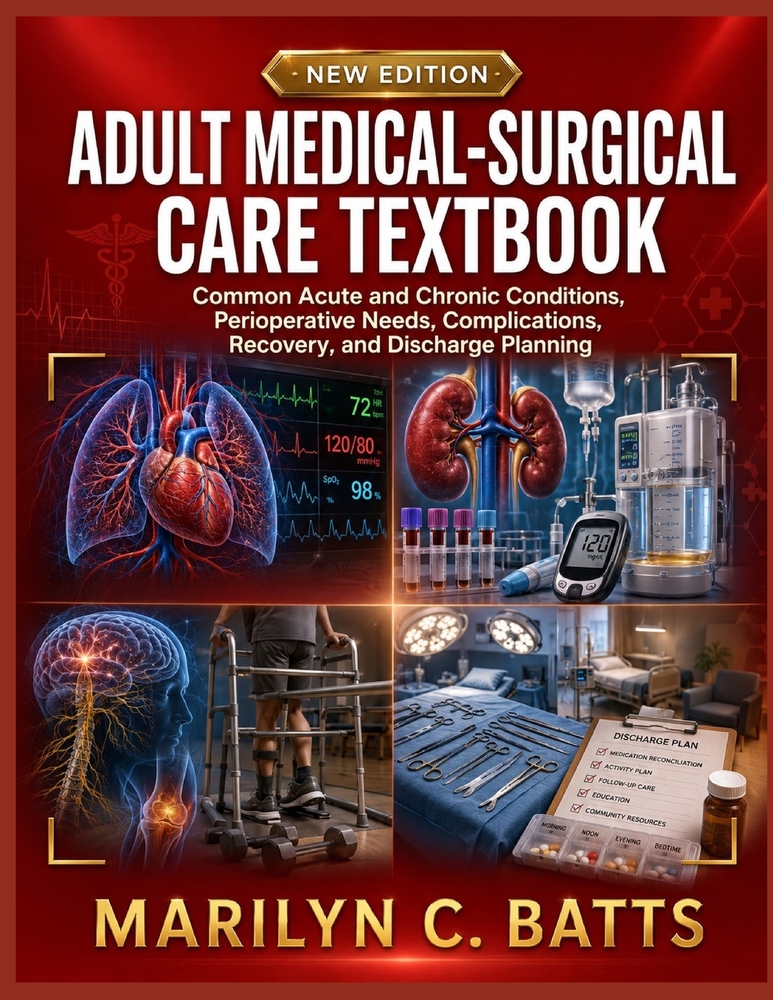Adult Medical-Surgical Care Textbook: Common acute and chronic conditions, perioperative needs, complications, recovery, and discharge planning cover