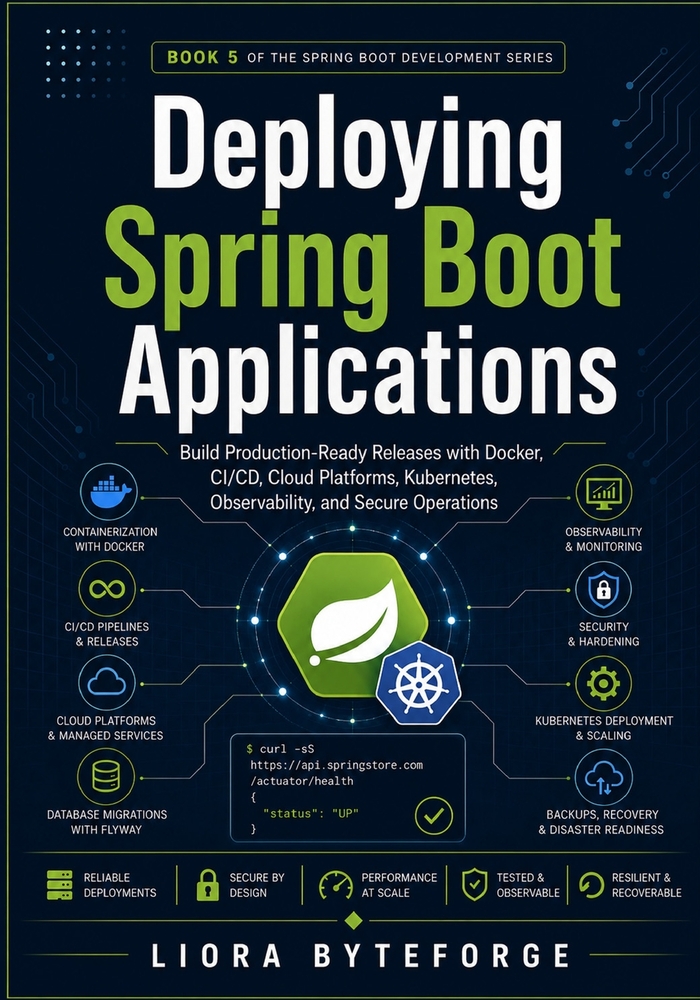 Deploying Spring Boot Applications: Build Production-Ready Releases with Docker, CI/CD, Cloud Platforms, Kubernetes, Observability, and Secure Operati cover