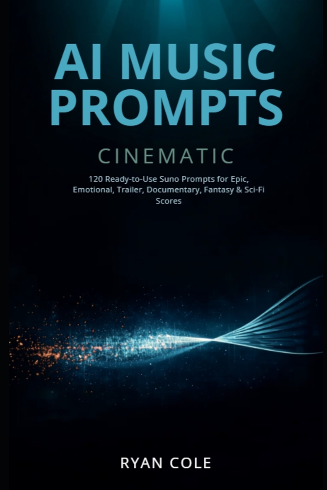 AI Music Prompts: Cinematic: 120 Ready-to-Use Suno Prompts for Epic, Emotional, Trailer, Documentary, Fantasy & Sci-Fi Scores cover