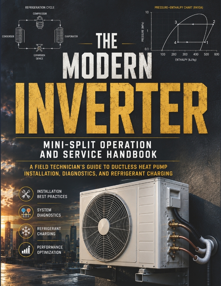 The Modern Inverter Mini-Split Operation And Service Handbook: A Field Technician's Guide to Ductless Heat Pump Installation, Diagnostics, and Refrige cover