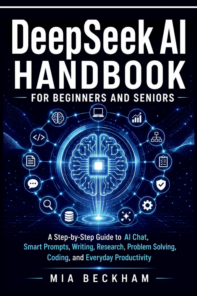 Updated DeepSeek AI Handbook for Beginners and Seniors: A Step-by-Step Guide to AI-Chat, Smart Prompts, Writing, Research, Problem Solving, Coding, an cover