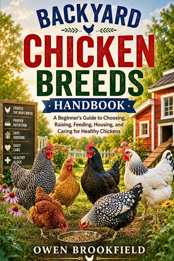 Backyard Chicken Breeds Handbook: A Beginner's Guide to Choosing, Raising, Feeding, Housing, and Caring for Healthy Chickens cover