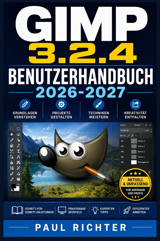 GIMP 3.2.4 Benutzerhandbuch 2026-2027: Bildbearbeitung meistern: Ebenen, Farben, Retuschen und professionelle Techniken für Einsteiger und Fortgeschri cover
