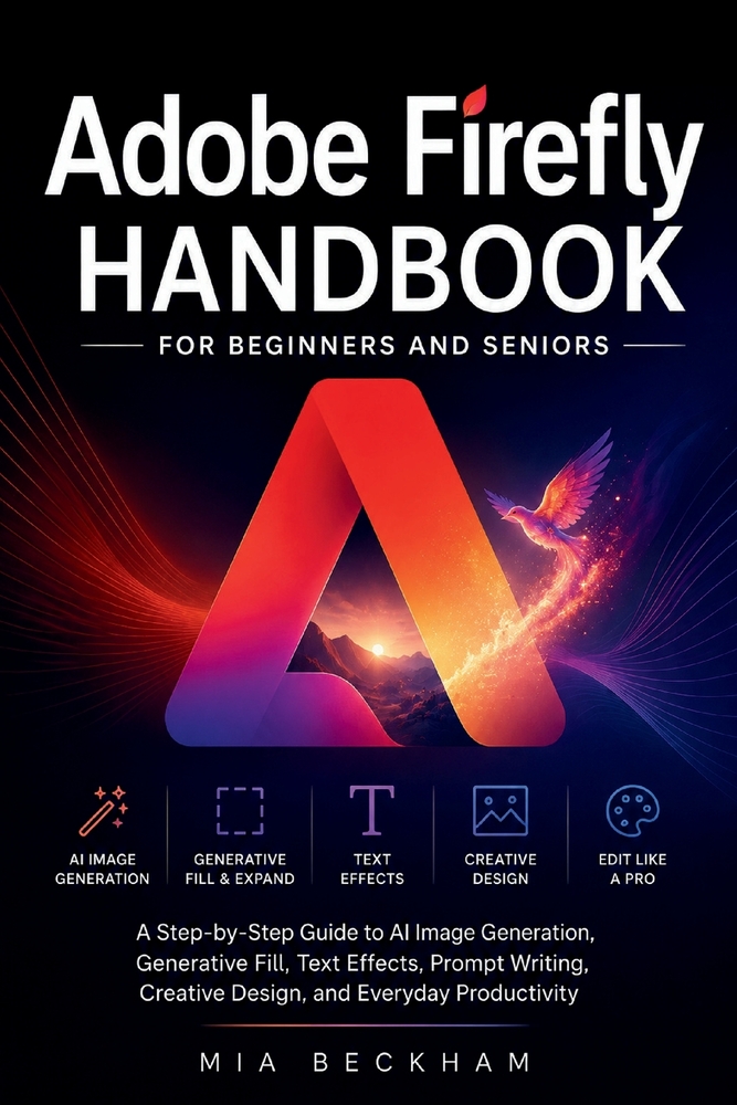 Updated Adobe Firefly Handbook for Beginners and Seniors: A Step-by-Step Guide to AI Image Generation, Generative Fill, Text Effects, Prompt Writing, cover
