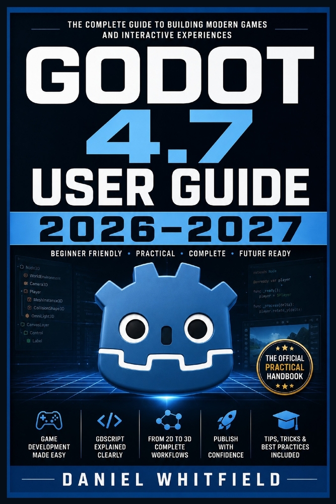 Godot 4.7 User Guide 2026-2027: The Complete Beginner-to-Advanced Handbook for 2D, 3D, GDScript, Scenes, Physics, Animation, Shaders, and Publishing Y cover