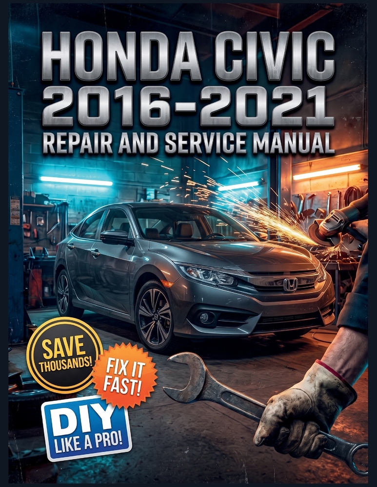 Honda Civic 2016-2021 Repair and Service Manual: The Complete Illustrated Step-by-Step Guide to Dealership-Level Diagnostics, Routine Maintenance, and cover