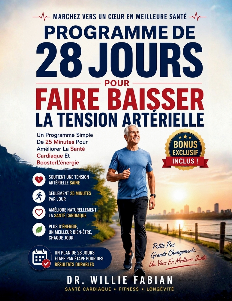Programme De Marche De 28 Jours Pour Faire Baisser La Tension Artérielle: Un Programme Simple De 25 Minutes Pour Améliorer La Santé Cardiaque Et Boost cover