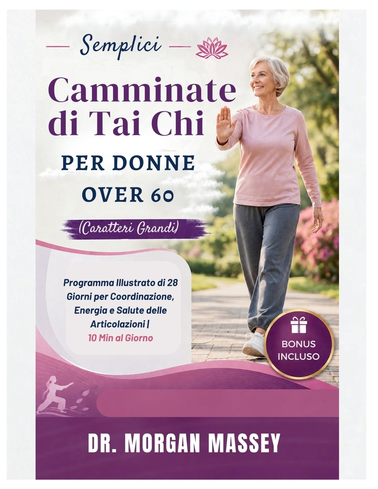 Semplici Camminate di Tai Chi Per Donne Over 60 (Caratteri Grandi): Programma Illustrato di 28 Giorni per Coordinazione, Energia e Salute delle Artico cover