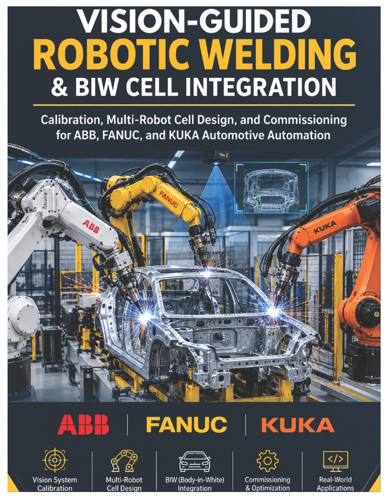 Vision-Guided Robotic Welding & BIW Cell Integration: Calibration, Multi-Robot Cell Design, and Commissioning for ABB, FANUC, and KUKA Automotive Auto cover