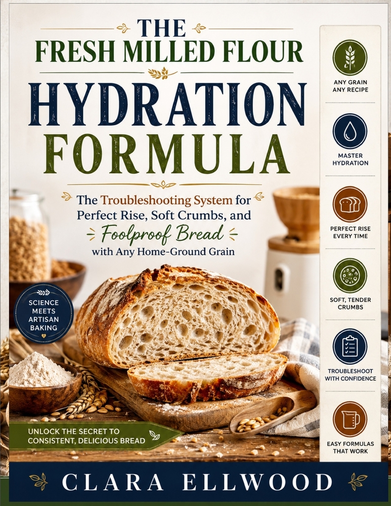 The Fresh Milled Flour Hydration Formula: The Troubleshooting System for Perfect Rise, Soft Crumb, and Foolproof Bread with Any Home-Ground Grain cover