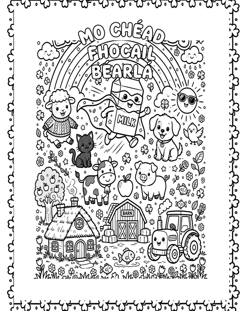 Mo Chéad Fhocail Gaeilge: 35 Focal Gaeilge le Dathú & le Lorg - Le Litreacha Boilgeog! cover