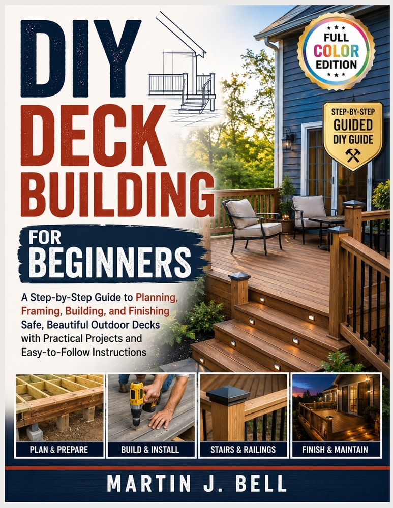 DIY Deck Building for Beginners: A Step-by-Step Guide to Planning, Framing, Building, and Finishing Safe, Beautiful Outdoor Decks with Practical Proje cover