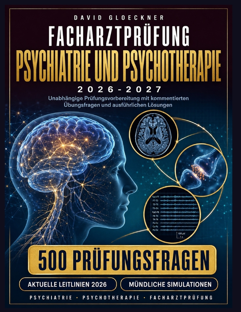 Facharztprüfung Psychiatrie Und Psychotherapie 2026-2027: Unabhängige Prüfungsvorbereitung mit kommentierten Übungsfragen und ausführlichen Lösungen cover