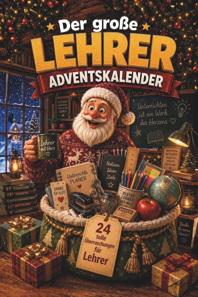 Der große Lehrer-Adventskalender: 24 Türchen für Lehrerinnen und Lehrer - Knobeleien & Rätsel als Geschenk für Lehrer cover