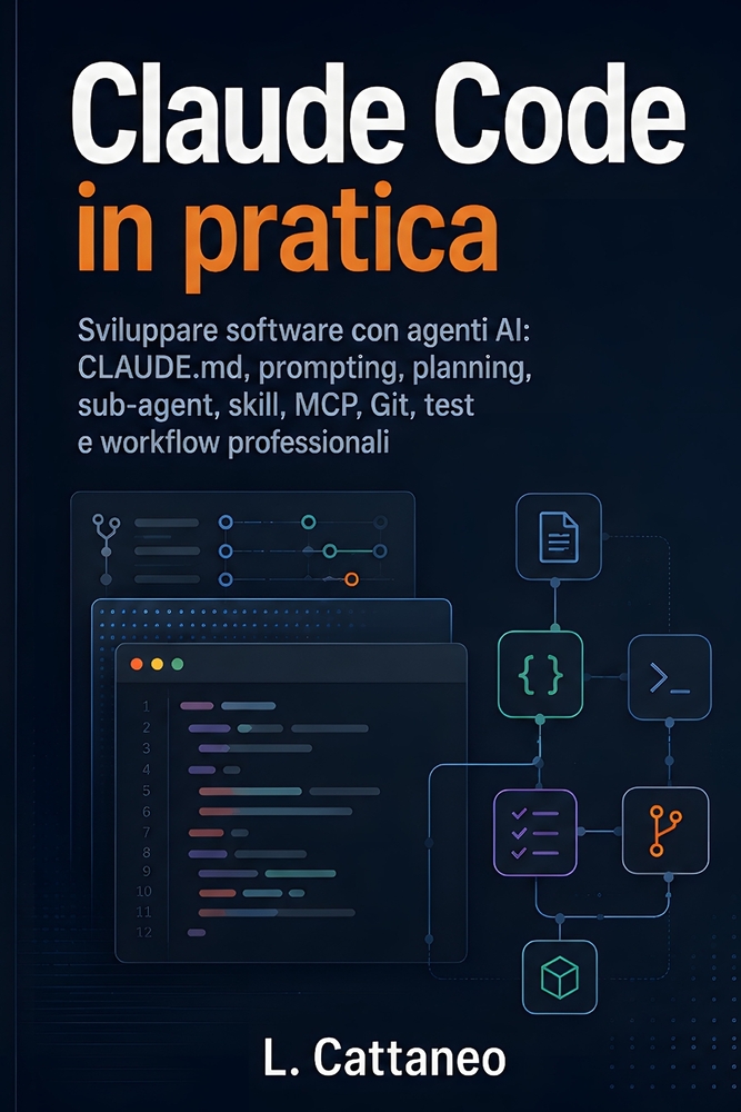 Claude Code in pratica: Sviluppare software con agenti AI: CLAUDE.md, prompting, planning, sub-agent, skill, MCP, Git, test e workflow professionali cover