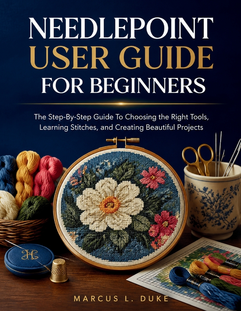 Needlepoint User Guide For Beginners: The Step-By-Step Guide to Choosing the Right Tools, Learning Stitches, and Creating Beautiful Projects cover