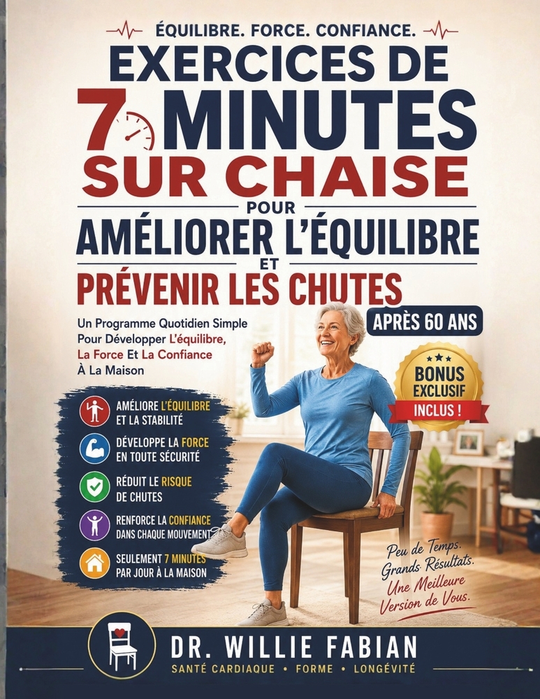 Exercices De 7 Minutes Sur Chaise Pour Améliorer L'équilibre Et Prévenir Les Chutes Après 60 Ans: Un Programme Quotidien Simple Pour Développer L'équi cover