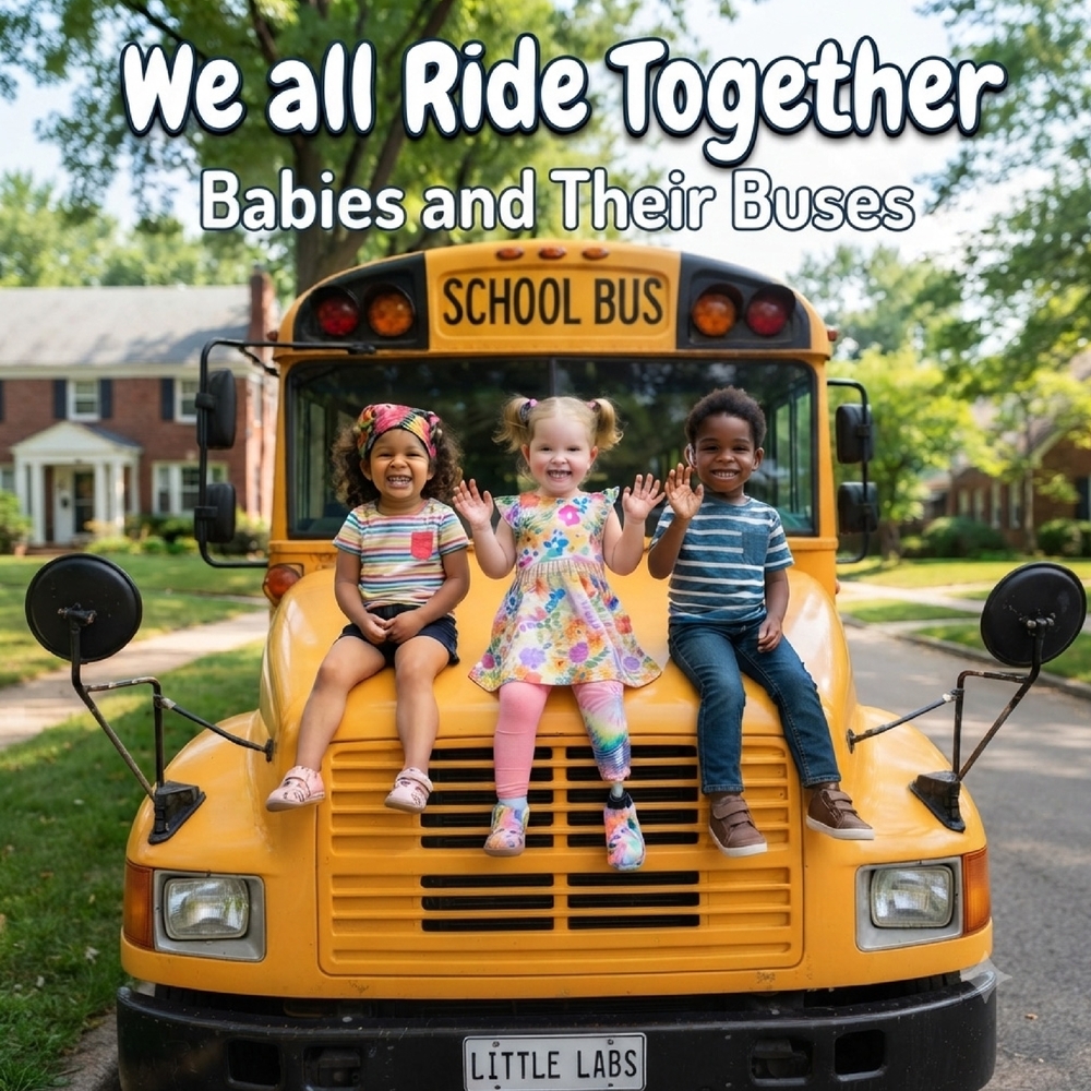 We All Ride Together: Babies and Their Buses: A Wordless Picture Book Celebrating Diversity, Inclusion, and Big Wheels for Toddlers cover