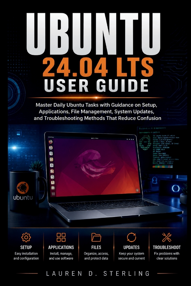 Ubuntu 24.04 LTS User Guide: Master Daily Ubuntu Tasks with Guidance on Setup, Applications, File Management, System Updates, and Troubleshooting Meth cover