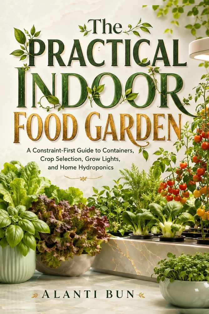 The Practical Indoor Food Garden: A Constraint-First Guide to Containers, Crop Selection, Grow Lights, and Home Hydroponics cover