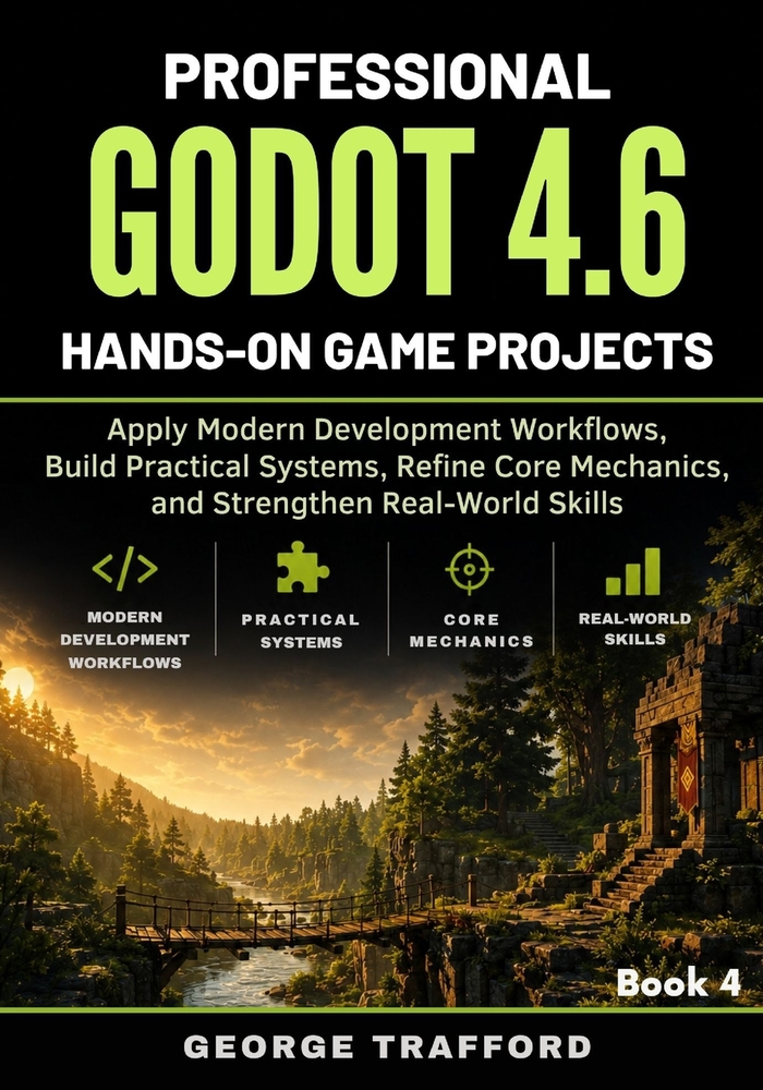 Professional Godot 4.6 Hands-On Game Projects: Apply Modern Development Workflows, Build Practical Systems, Refine Core Mechanics, and Strengthen Real cover