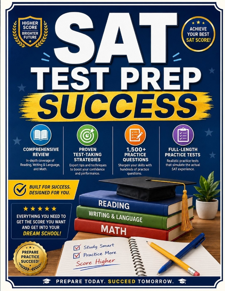 SAT Test Prep Success: Comprehensive Review, Proven Test-Taking Strategies, 1,500+ Practice Questions, and Full-Length Practice Tests to Help You Achi cover